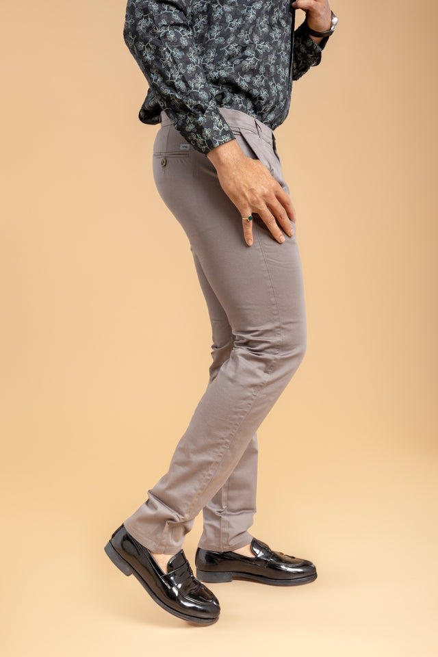 Grey Classic Slim Fit Solid Trousers