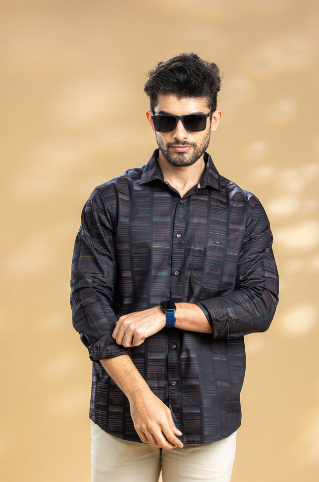 Black and Brown Abstract Printed Shirt